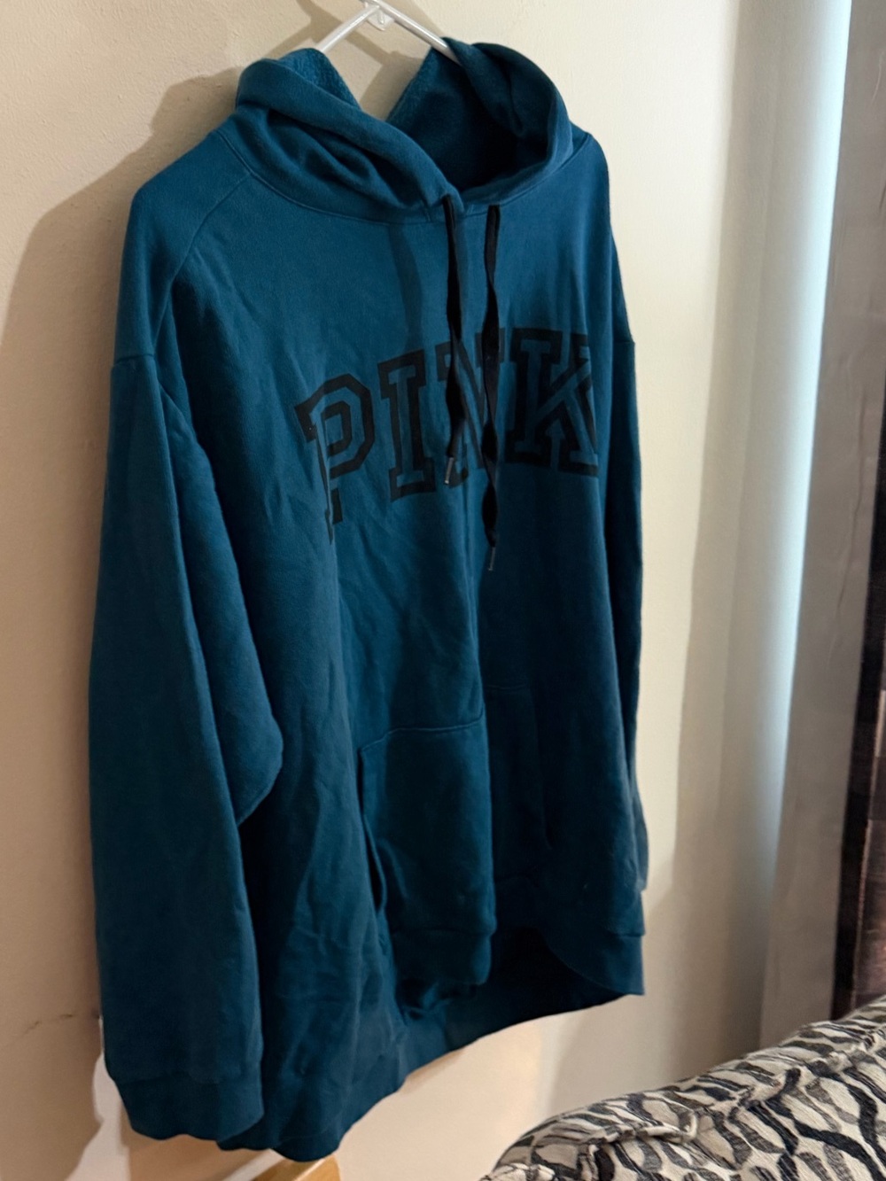 PINK Victoria's Secret Size XXL Teal Hoodie with Black Logo